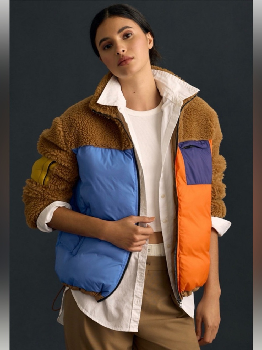 Anthropologie Kule Krispie Colorblock Fleece Teddy Jacket medium $328